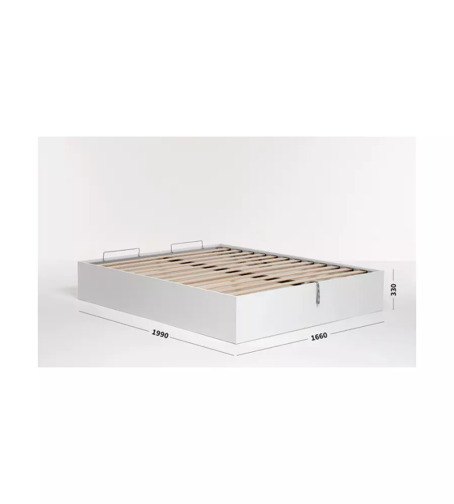 Letto matrimoniale 'bed box' bianco con rete e contenitore, 160x190 cm